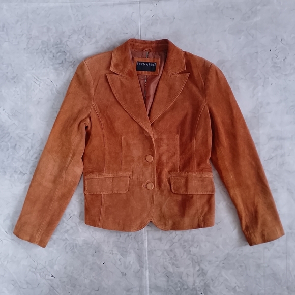 Bernardo Jackets & Blazers - Bernardo Women's Suede Tailored Blazer Jacket in Burnt Orange